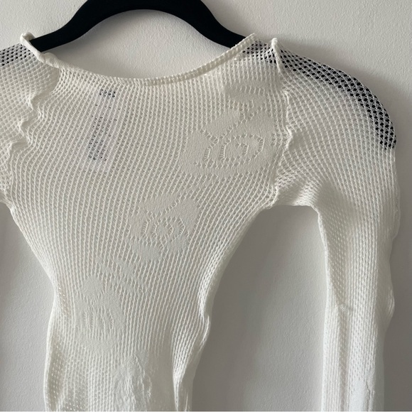 Wolford Nellie thong long sleeve body sheer bodysuit mesh floral size small - Picture 3 of 4